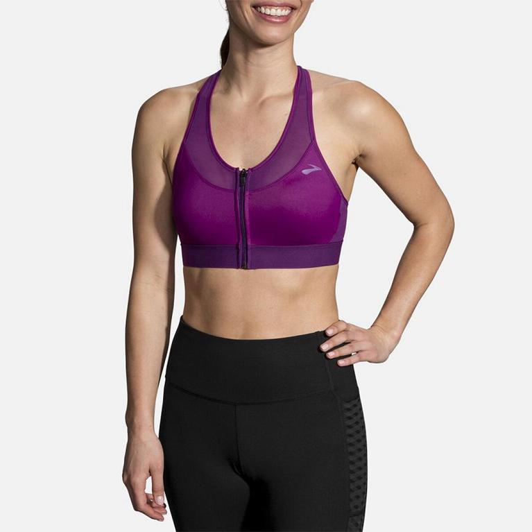 Brooks Fastforward Zip - Womens Running Bra - Purple (07358QOHA)